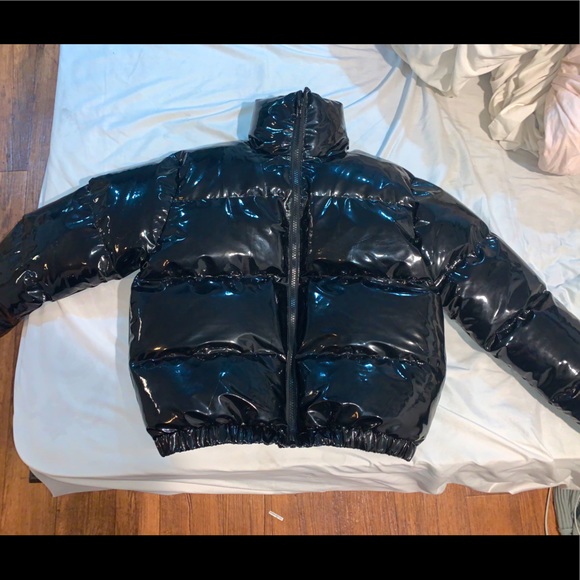 Crop vinyl puffer jacket - Picture 1 of 3